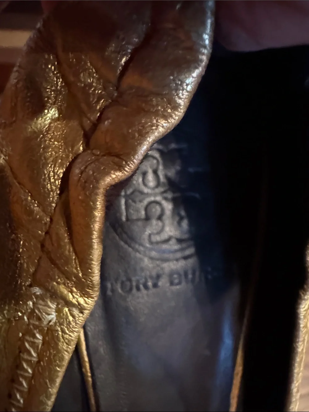 Tory Burch Gold Metallic Logo Ballet Flats